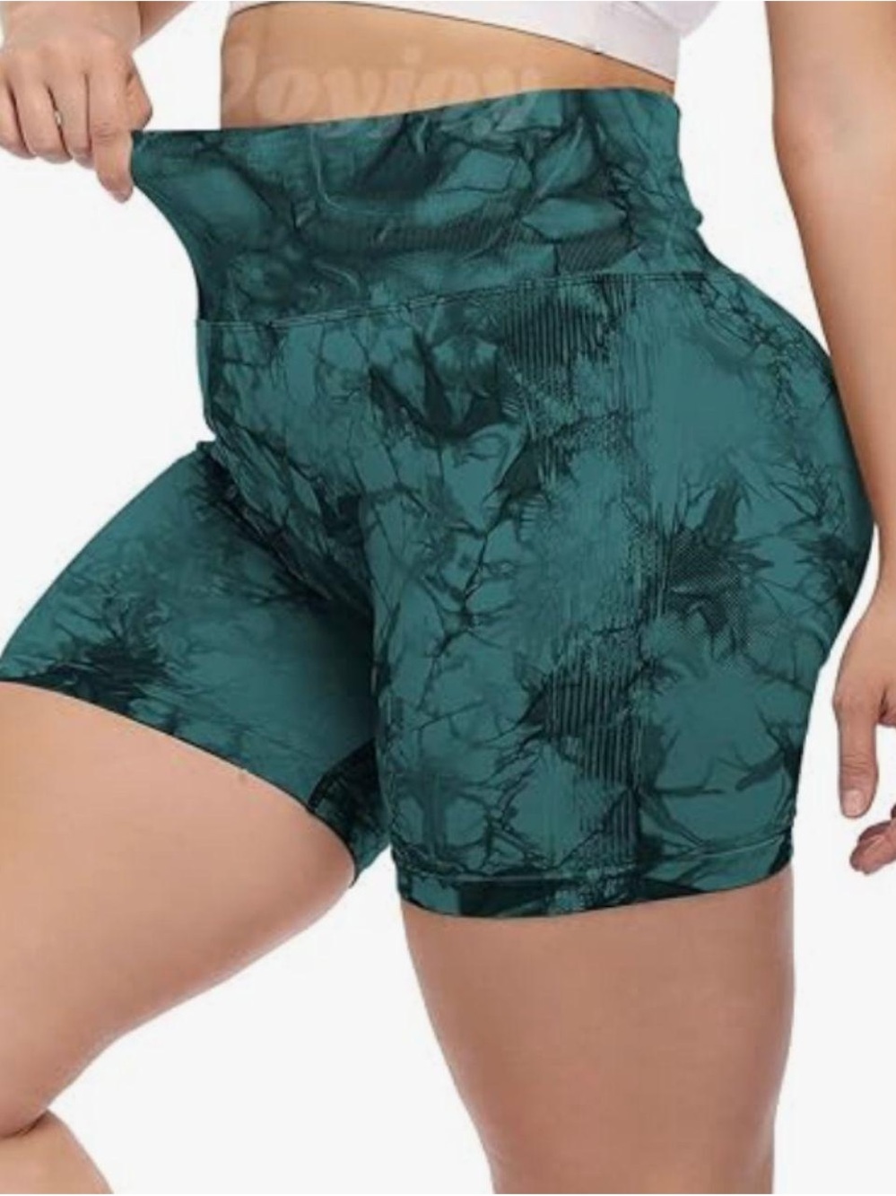 High-Waist Seamless Forest Green Tie-Dye Bike Shorts — Women's Activewear
